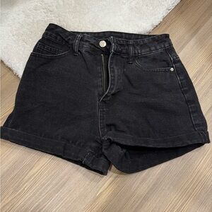 Black denim shorts